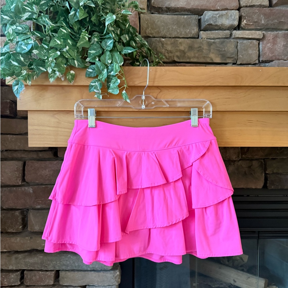 Lilly Pulitzer Luxletic Pink Ruffle Layered Women's Skirt Skort Size Small